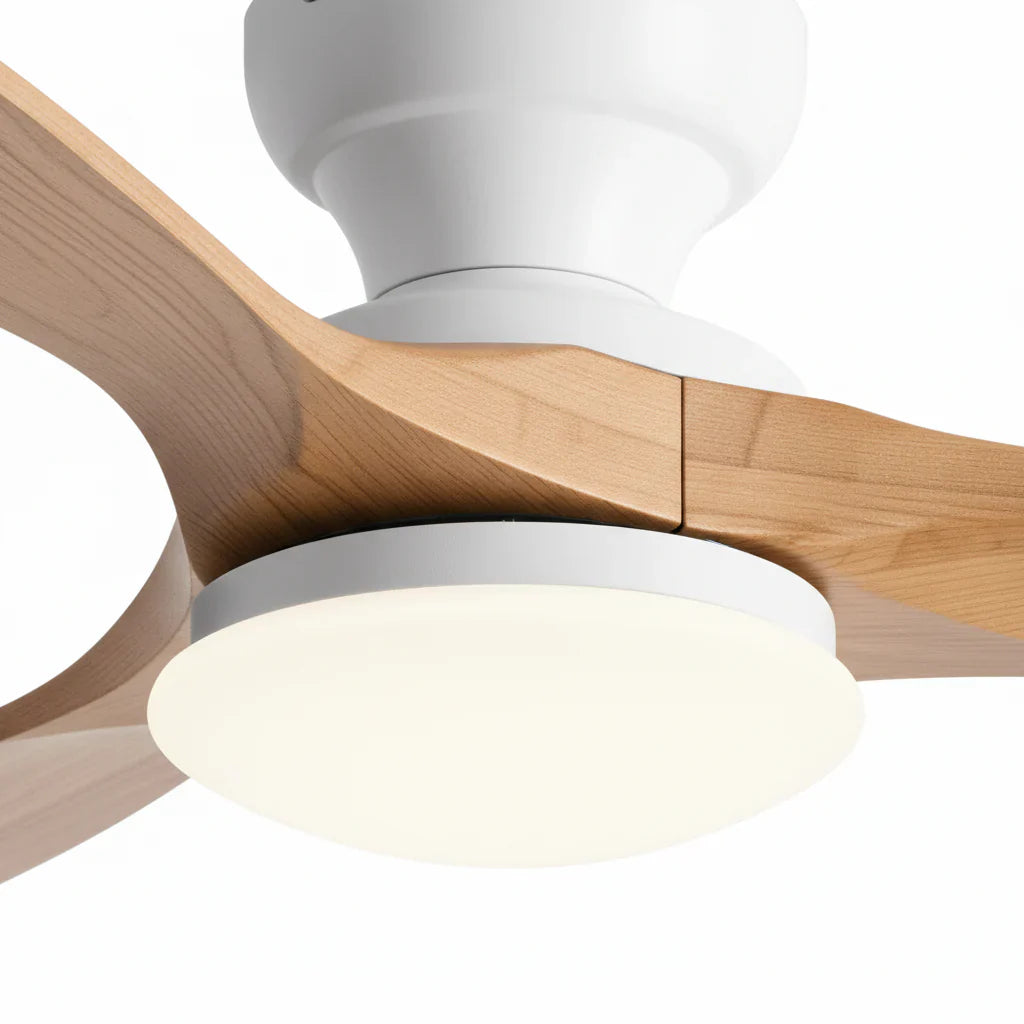 Lumi | Ventilator mit Beleuchtung LED Naturholz und Weiß