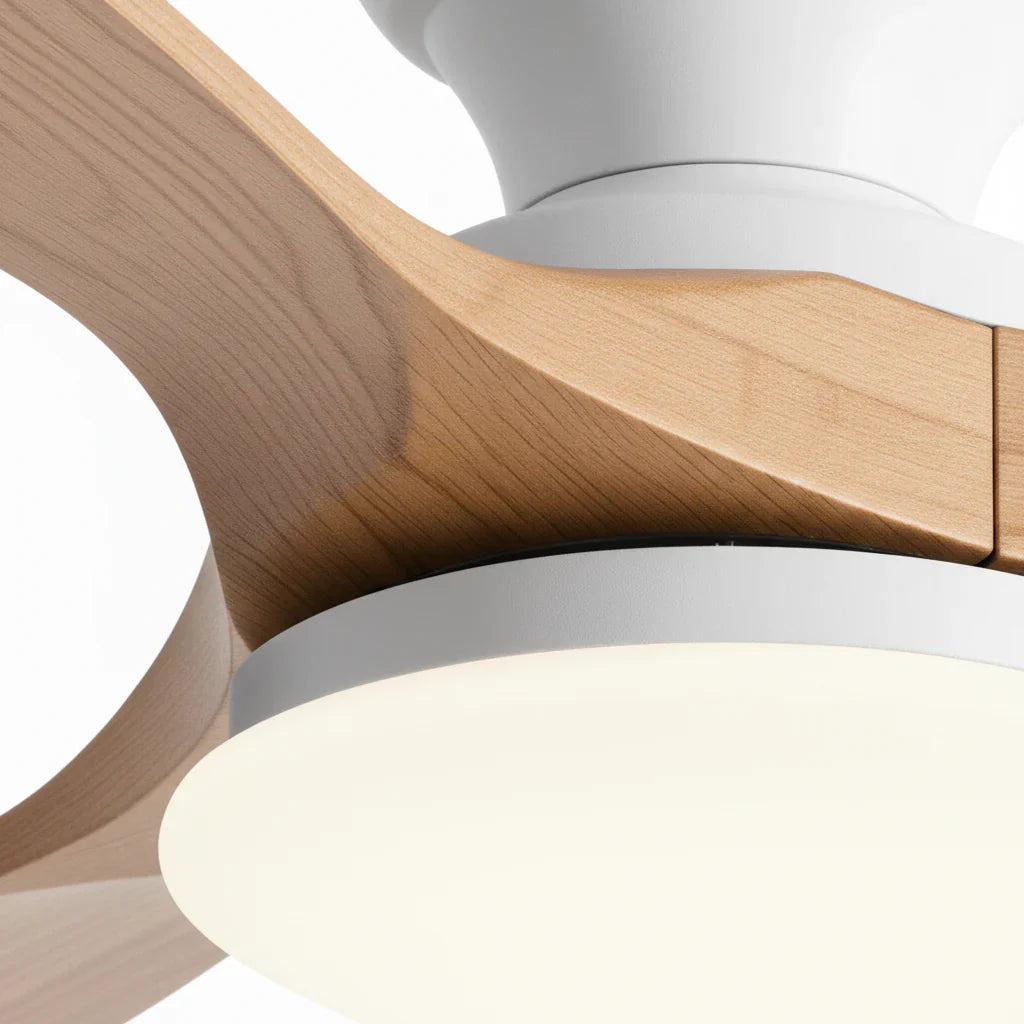 Lumi | Ventilator mit Beleuchtung LED Naturholz und Weiß