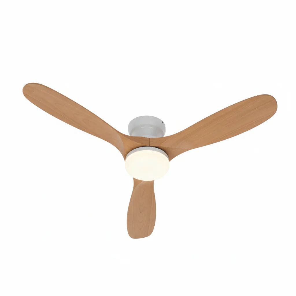 Lumi | Ventilator mit Beleuchtung LED Naturholz und Weiß