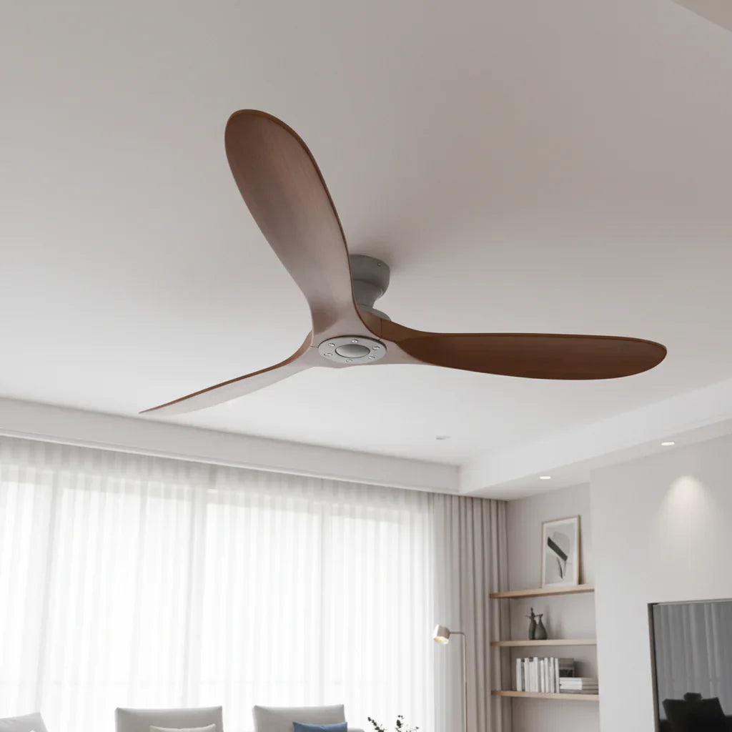 Skadi | Ventilator aus Massivholz dunkel und Grau