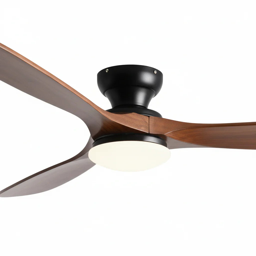 Nordkapp | Ventilator mit Beleuchtung LED dunklem Holz und Schwarz