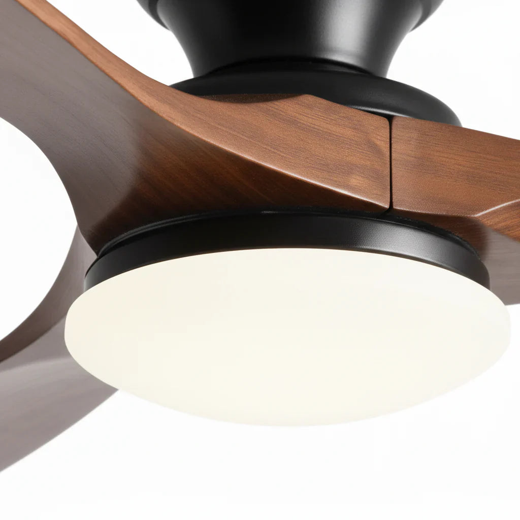 Nordkapp | Ventilator mit Beleuchtung LED dunklem Holz und Schwarz