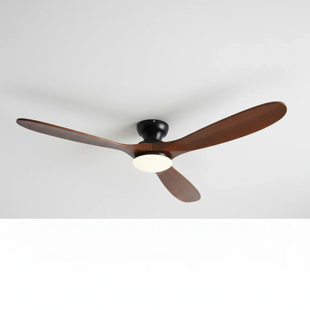 Nordkapp | Ventilator mit Beleuchtung LED dunklem Holz und Schwarz