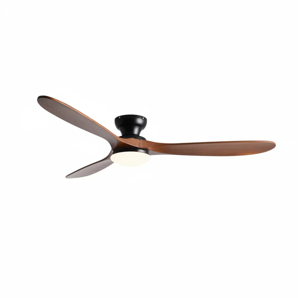 Nordkapp | Ventilator mit Beleuchtung LED dunklem Holz und Schwarz