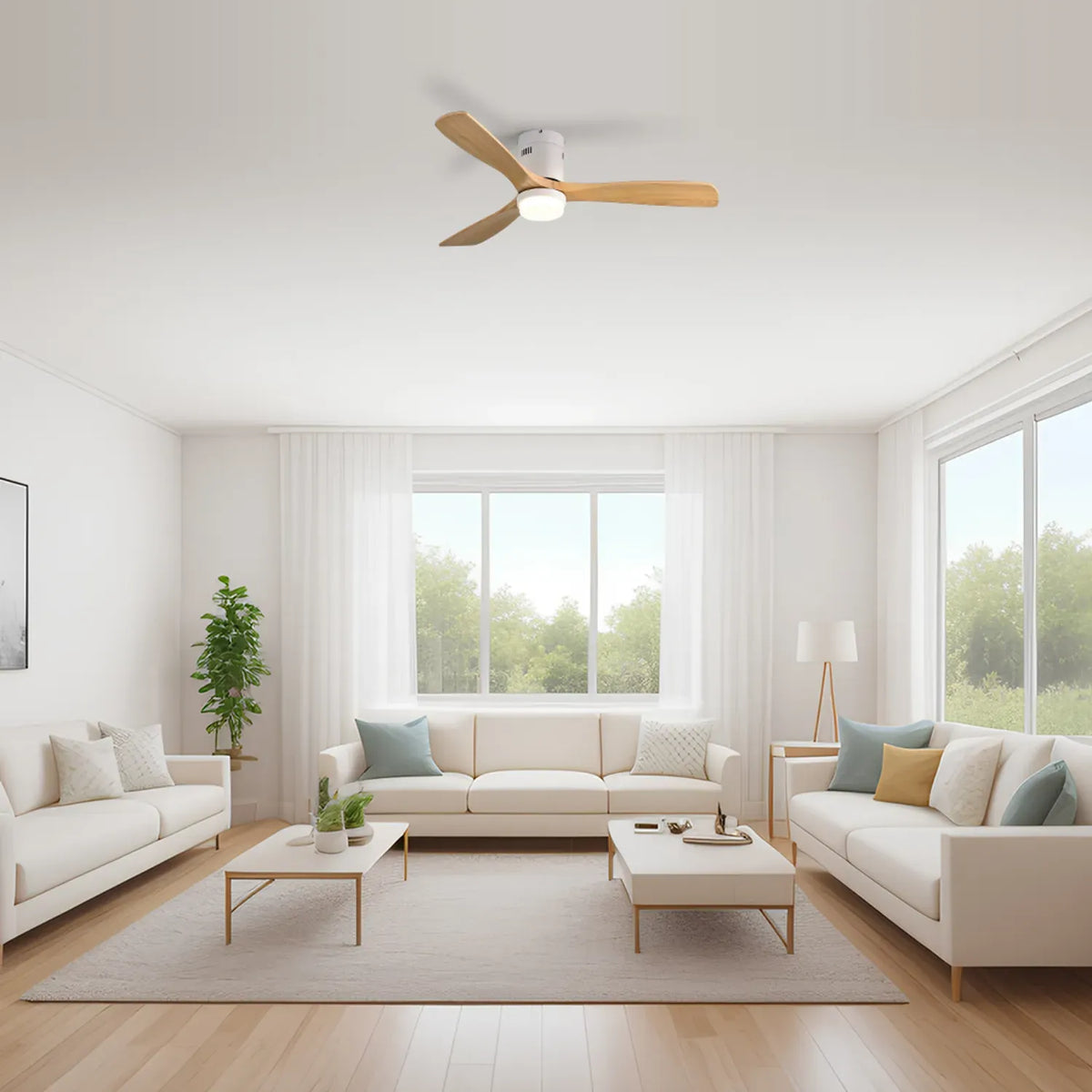 Miami | Deckenventilator 132cm Aura - Flügel Holz & LED integriert