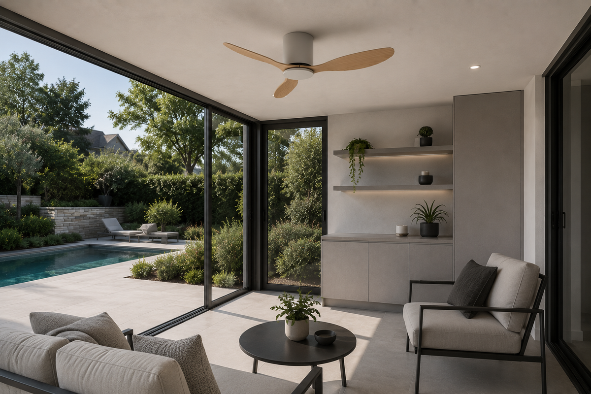 Axiom | Ventilator mit DC-Motor Weiß und hellem Holz