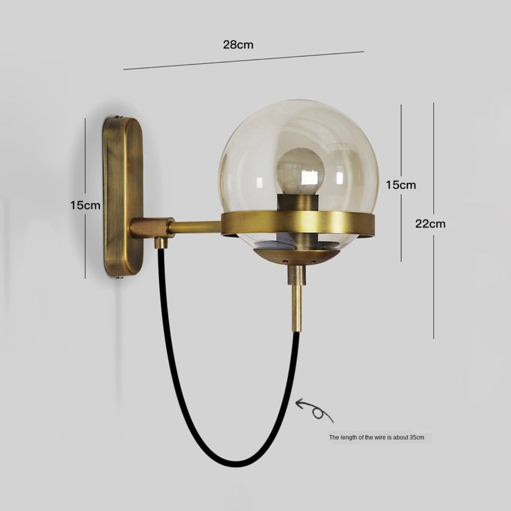 Wandleuchte LED Metall mit Kugel aus Glas Design