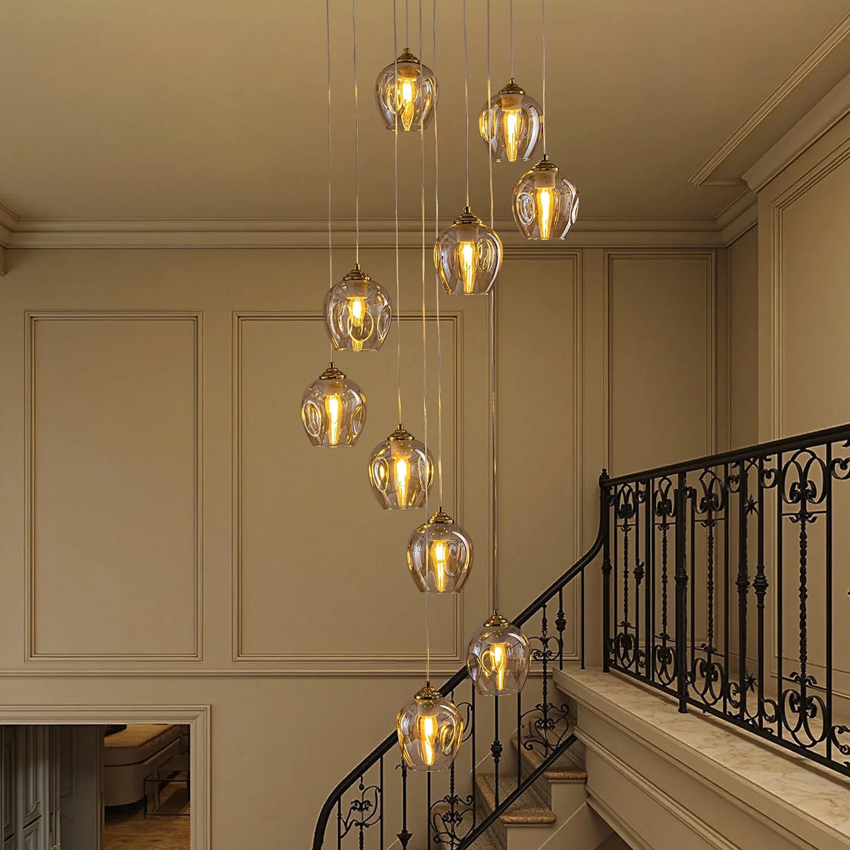 Kronleuchter Mundgeblasenem Glas Hand Gold - Eingang Treppenhaus Esszimmer für Esszimmer