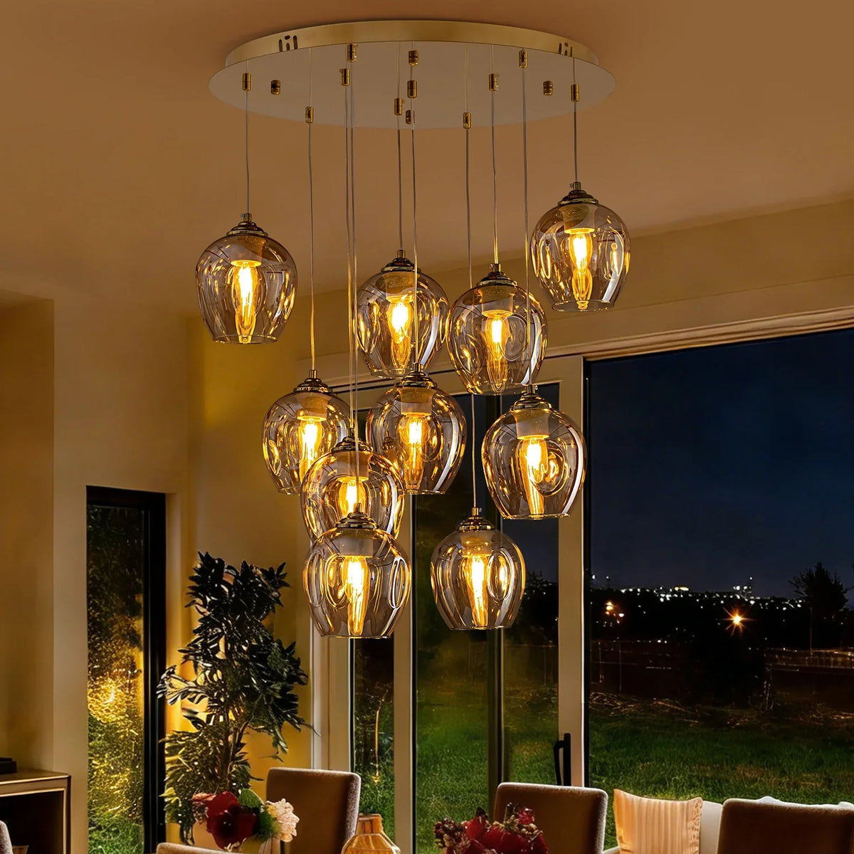 Kronleuchter Mundgeblasenem Glas Hand Gold - Eingang Treppenhaus Esszimmer für Esszimmer