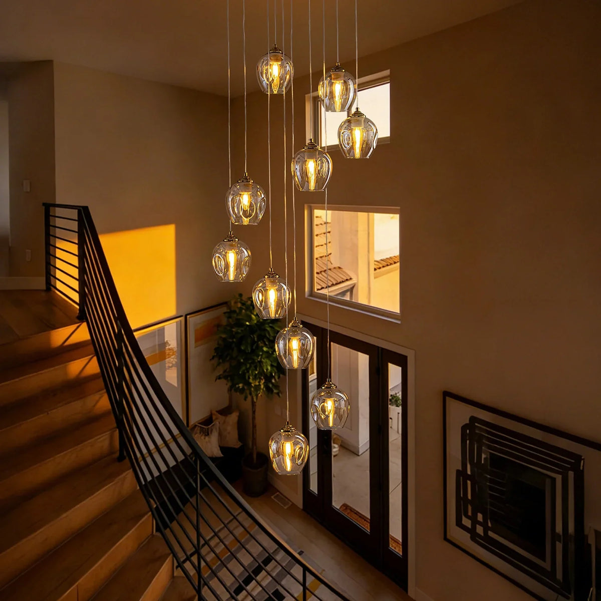 Kronleuchter Mundgeblasenem Glas Hand Gold - Eingang Treppenhaus Esszimmer für Esszimmer