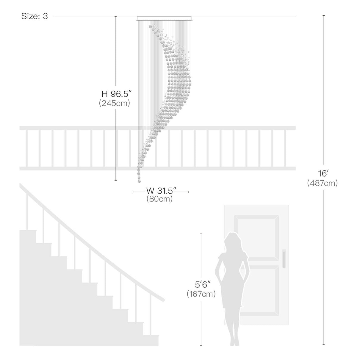 Kronleuchter Spirale Kristall Silber Eingang