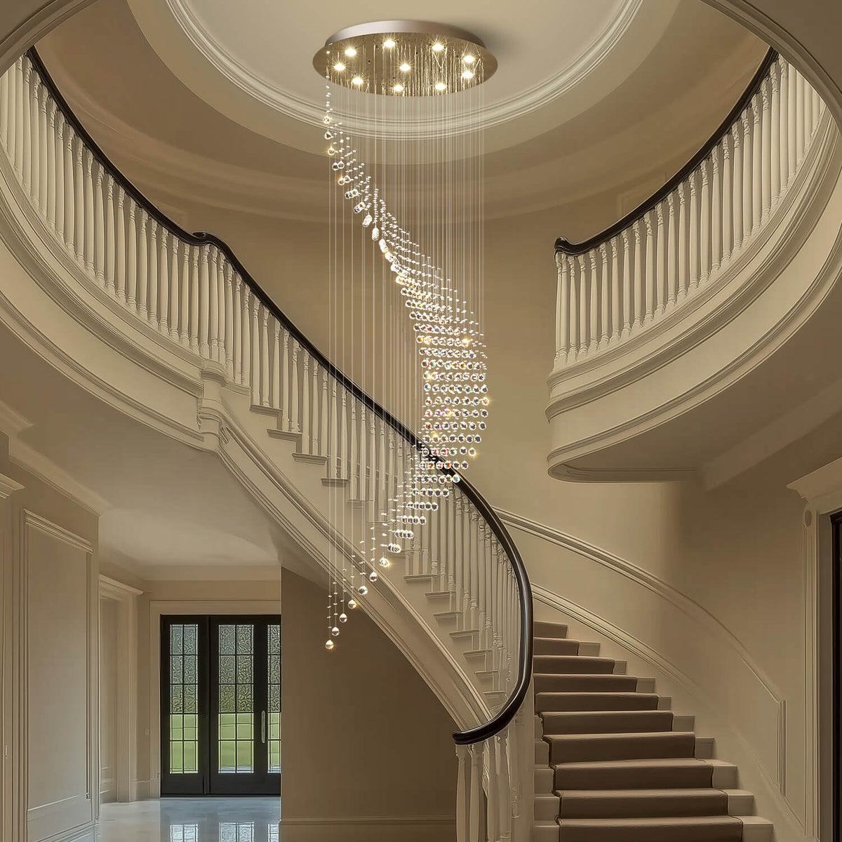 Kronleuchter Spirale Kristall Silber Eingang