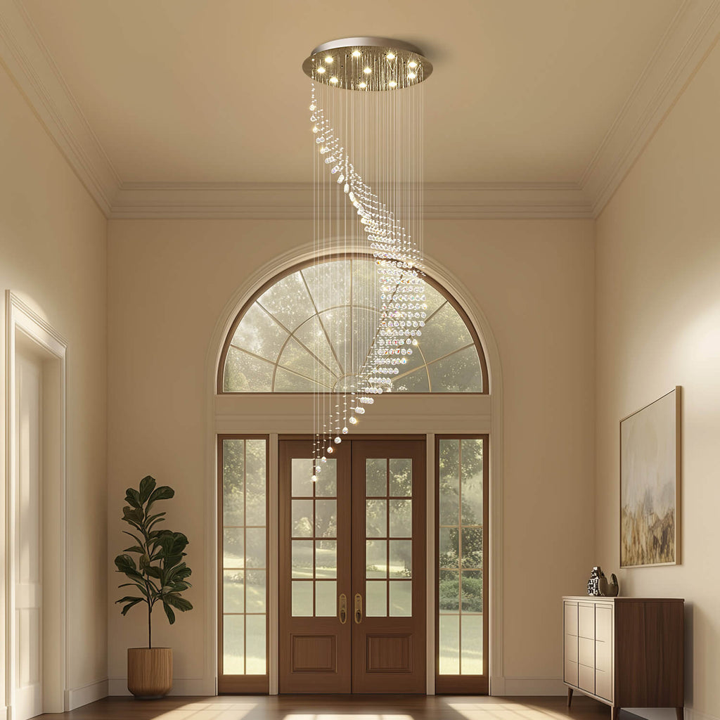 Kronleuchter Spirale Kristall Silber Eingang