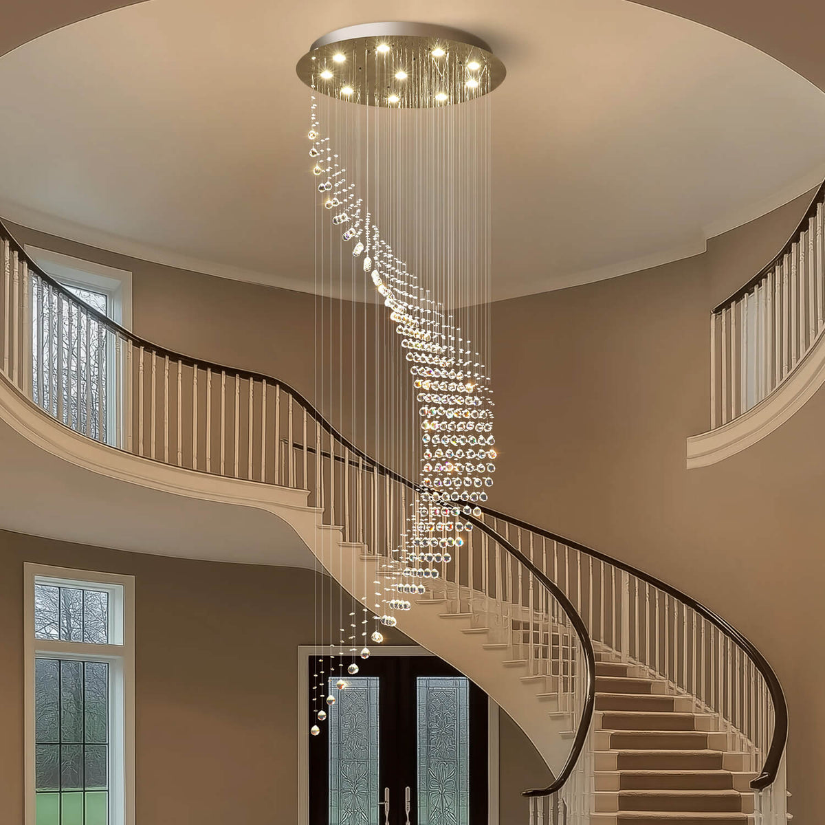 Kronleuchter Spirale Kristall Silber Eingang
