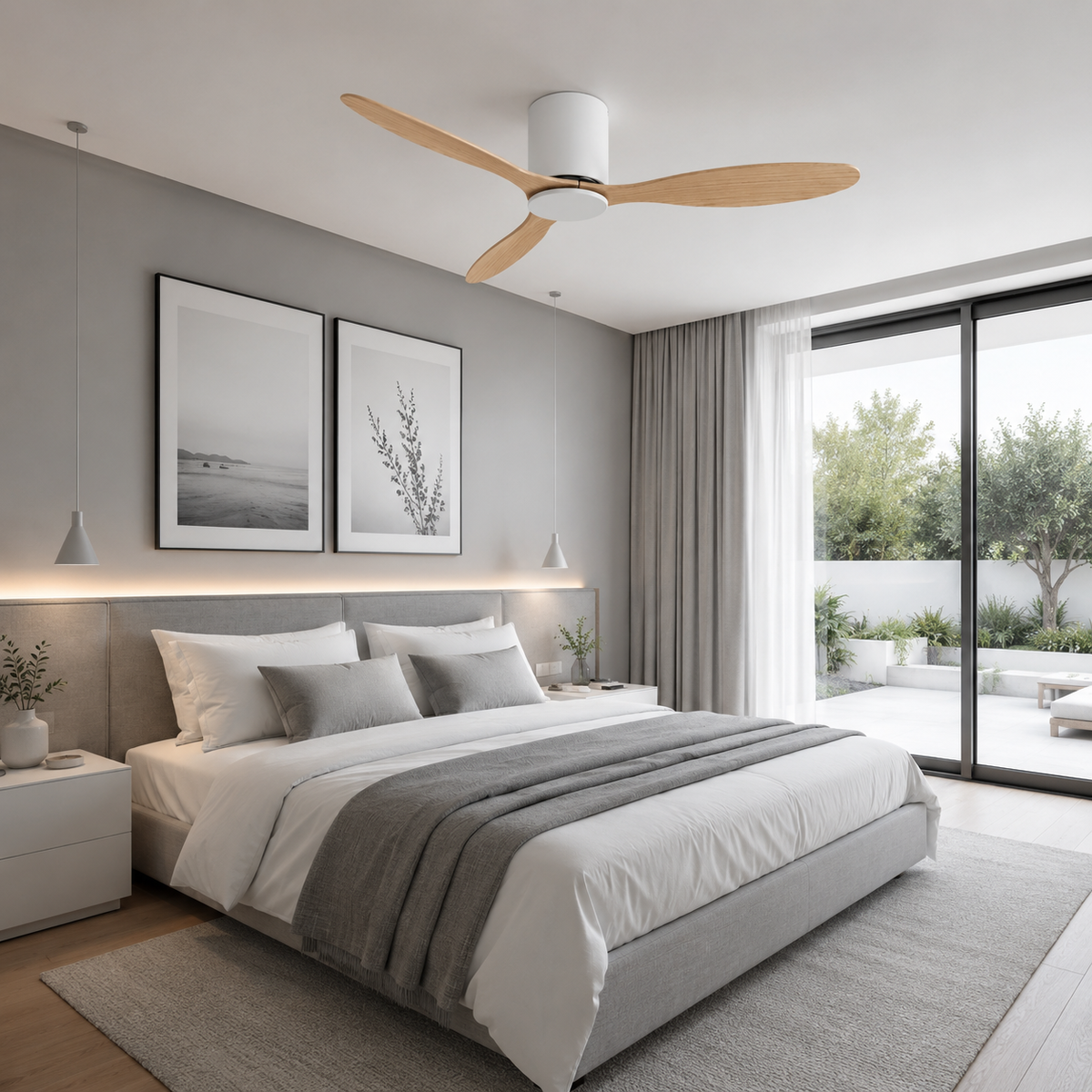 Axiom | Ventilator mit DC-Motor Weiß und hellem Holz
