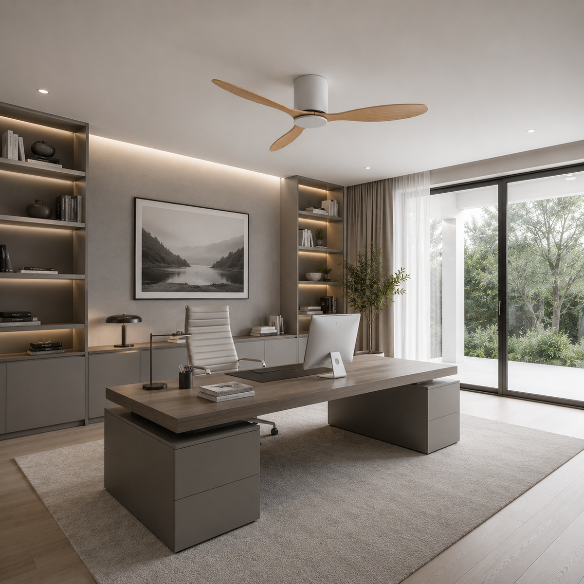 Axiom | Ventilator mit DC-Motor Weiß und hellem Holz