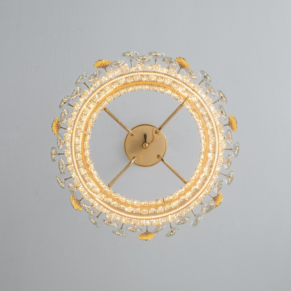 Kronleuchter Rund Kristall Gold