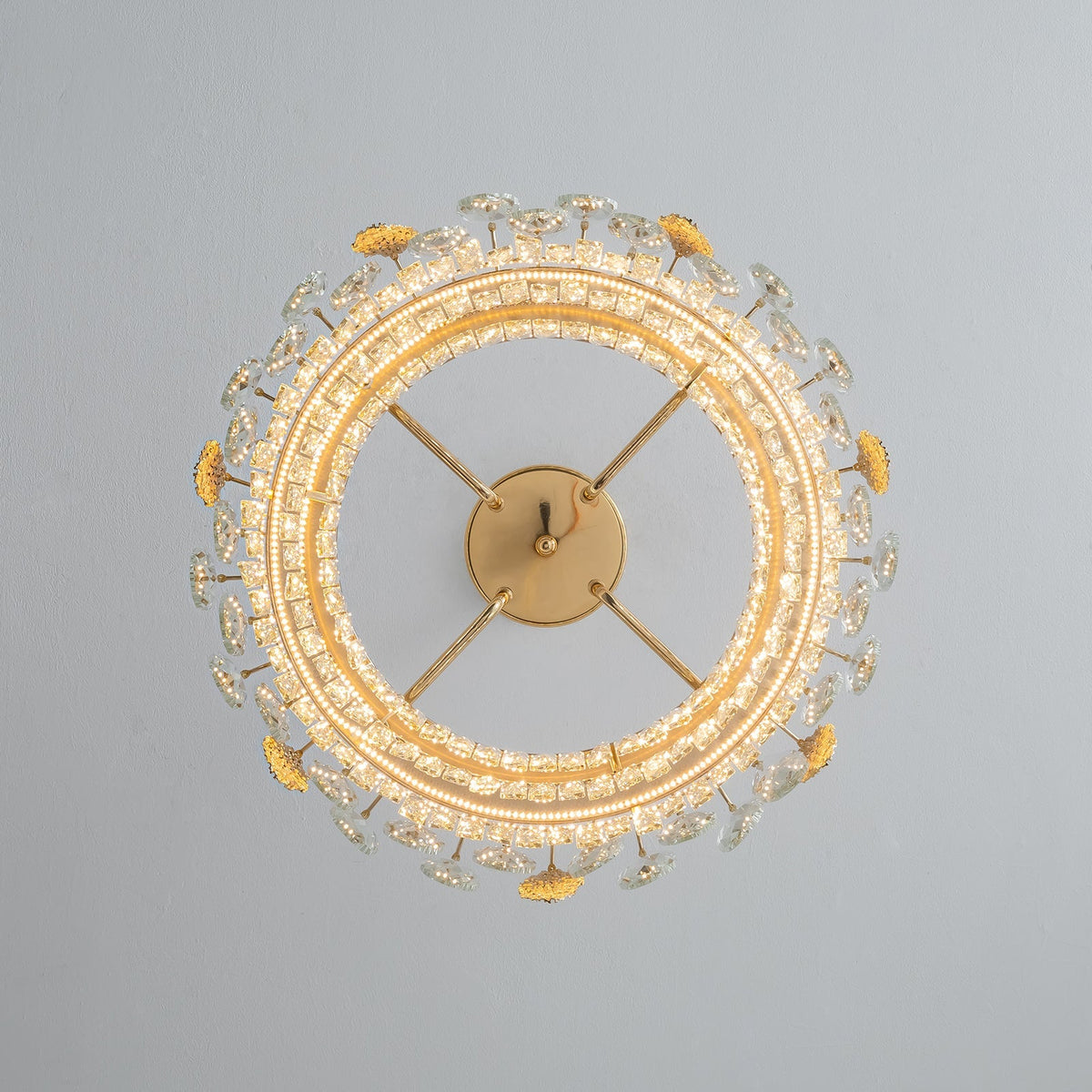 Kronleuchter Rund Kristall Gold