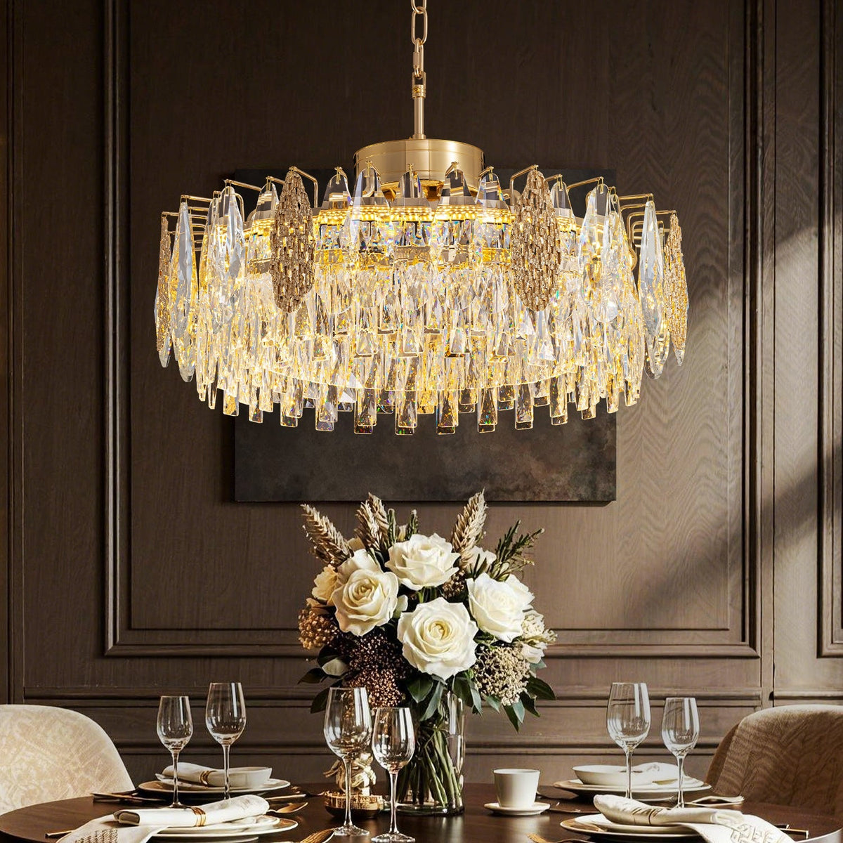 Kronleuchter Rund Kristall Gold