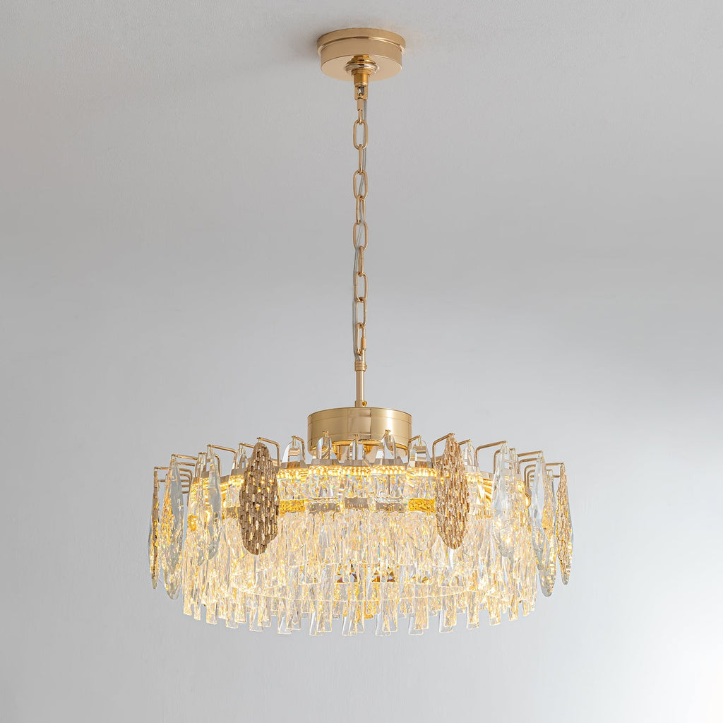 Kronleuchter Rund Kristall Gold