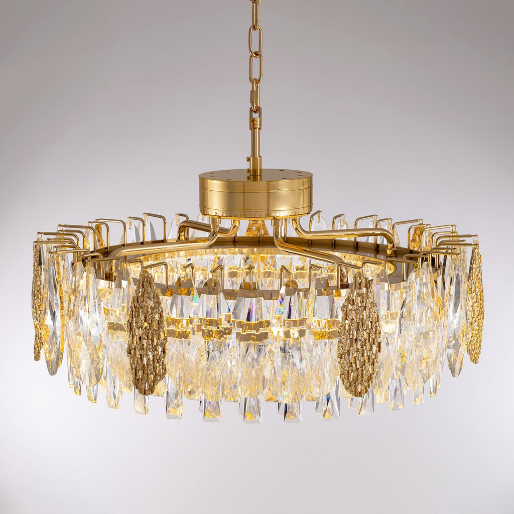 Kronleuchter Rund Kristall Gold