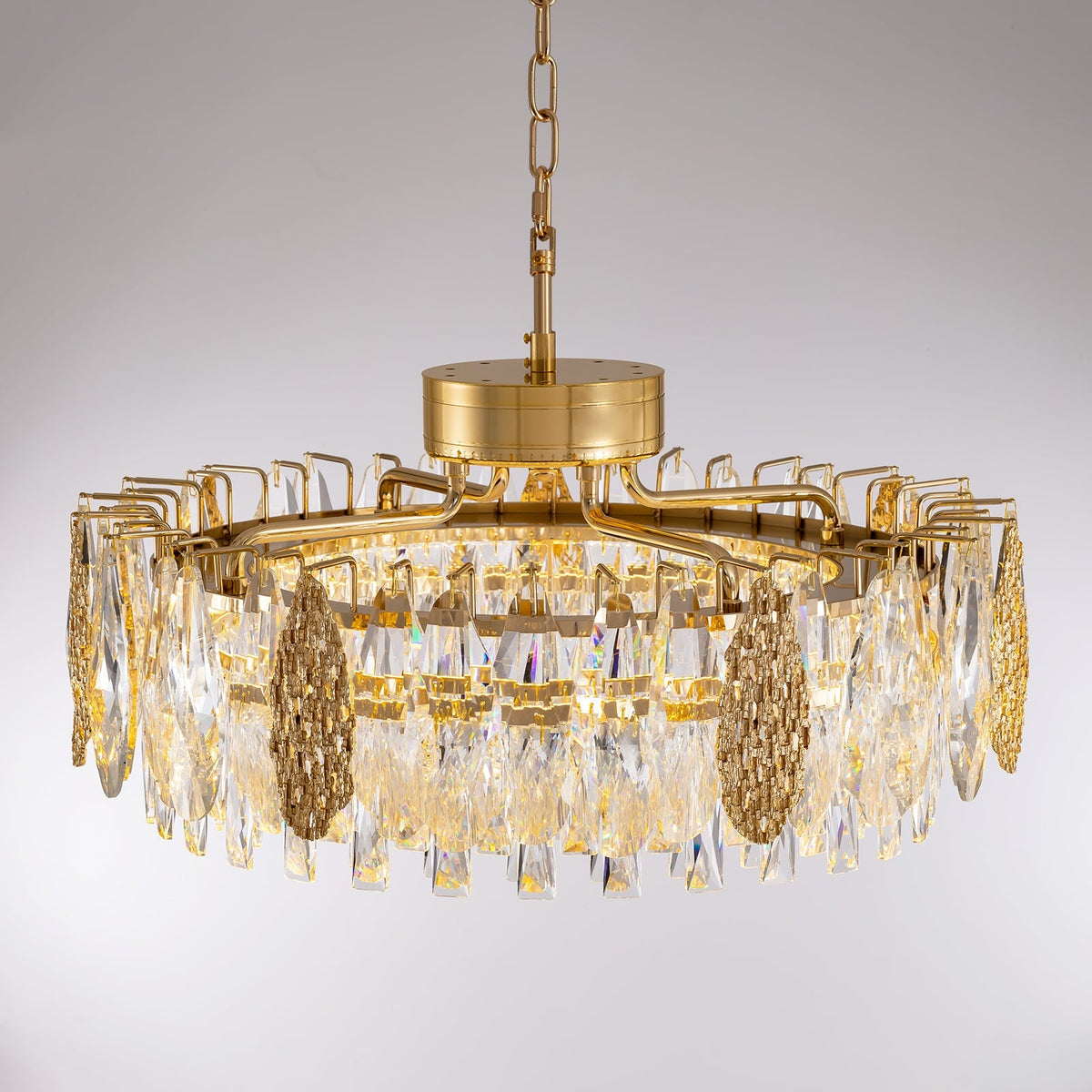 Kronleuchter Rund Kristall Gold
