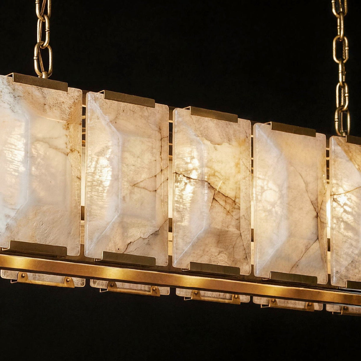 Pendelleuchte Linear Alabaster Gold