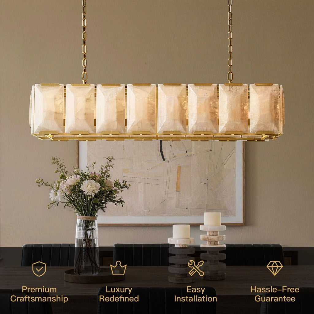 Pendelleuchte Linear Alabaster Gold