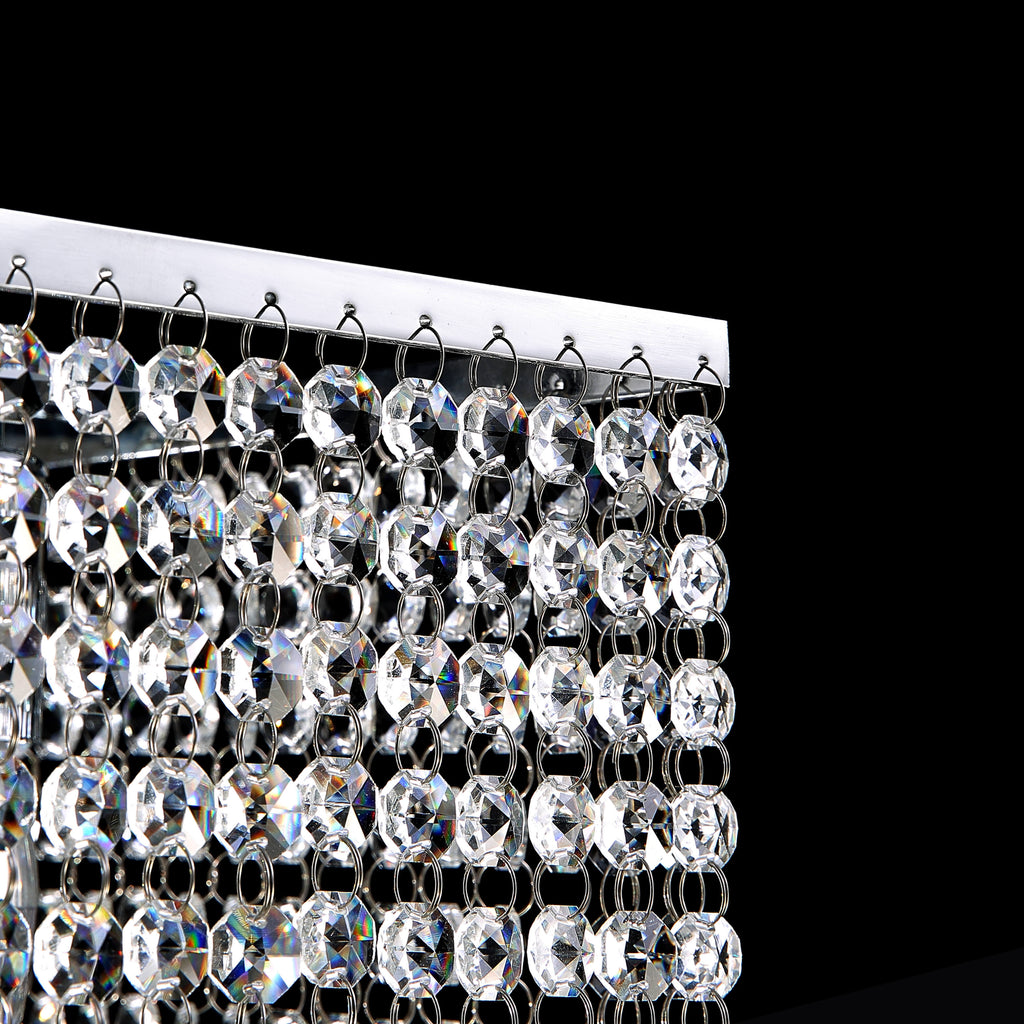 Kronleuchter Rechteckig Kristall Silber Linear