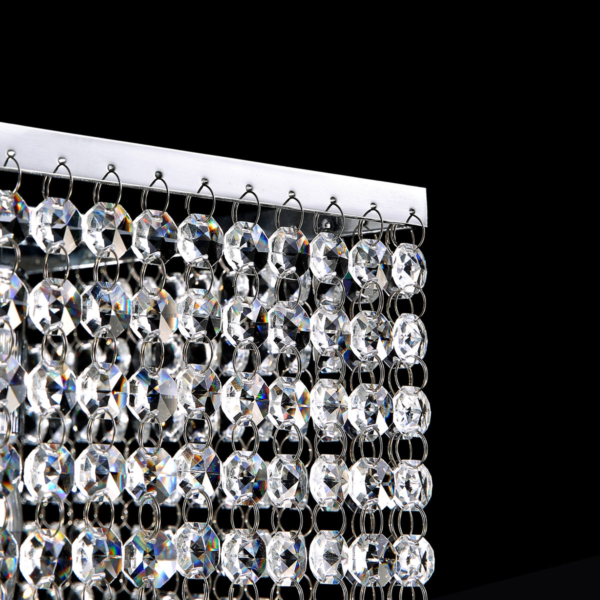 Kronleuchter Rechteckig Kristall Silber Linear