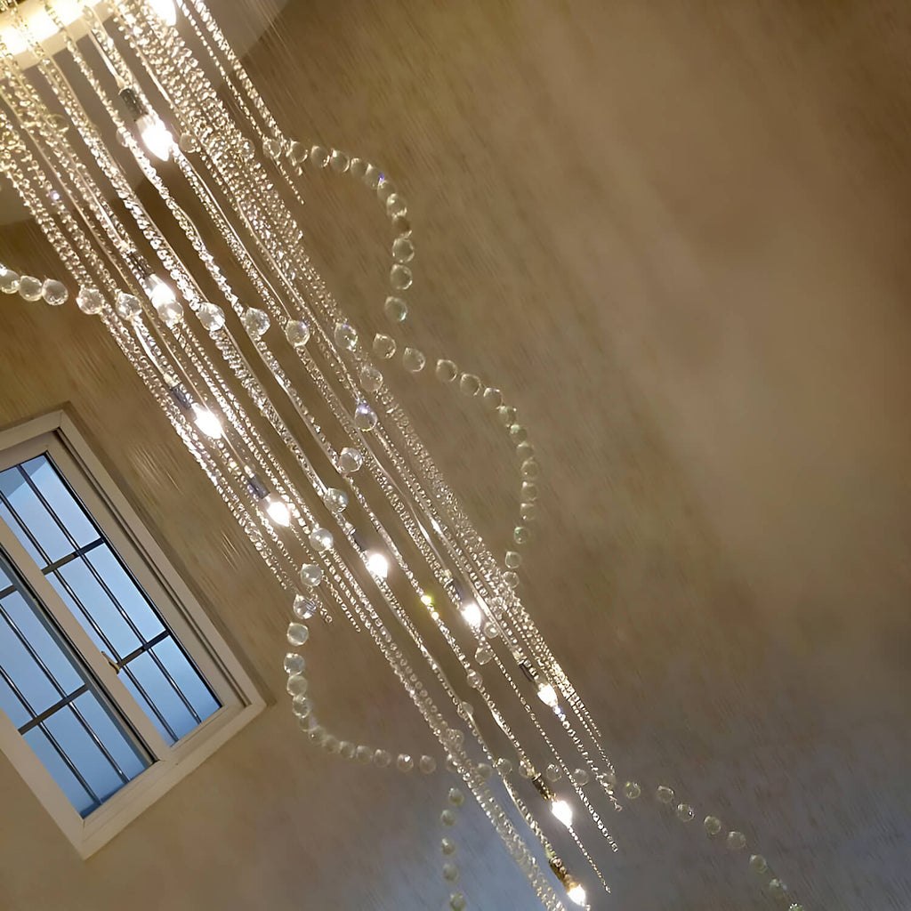Kronleuchter Spirale Kristall Silber Tropfen