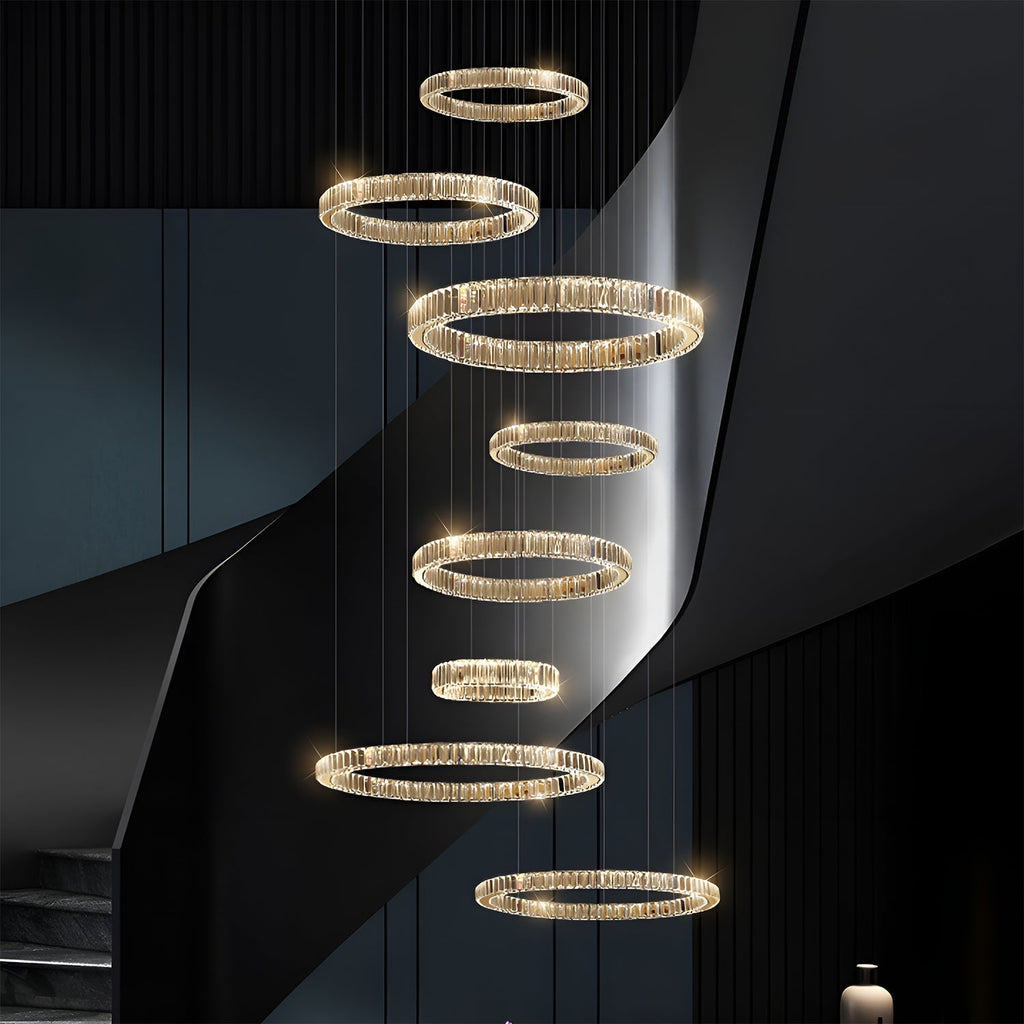 Kronleuchter Kristall Gold 8 Ebenen für Wohnzimmer