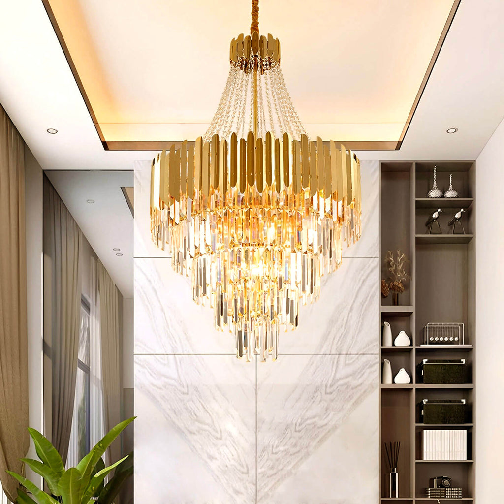 Kronleuchter Kristall Gold Modern für Wohnzimmer