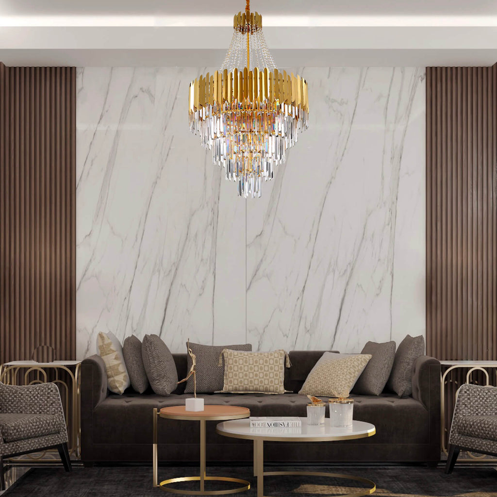 Kronleuchter Kristall Gold Modern für Wohnzimmer