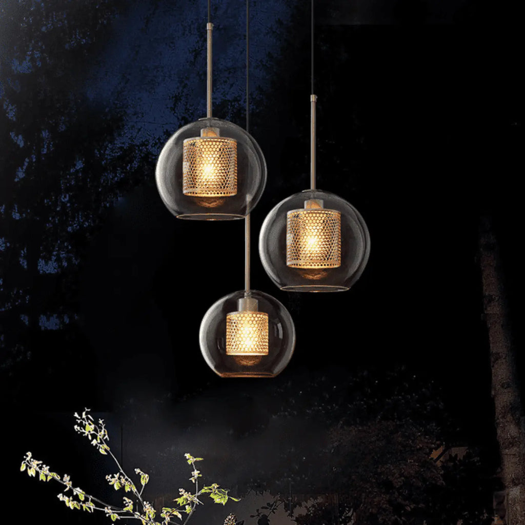Pendelleuchte Industrie aus Glas und Metall