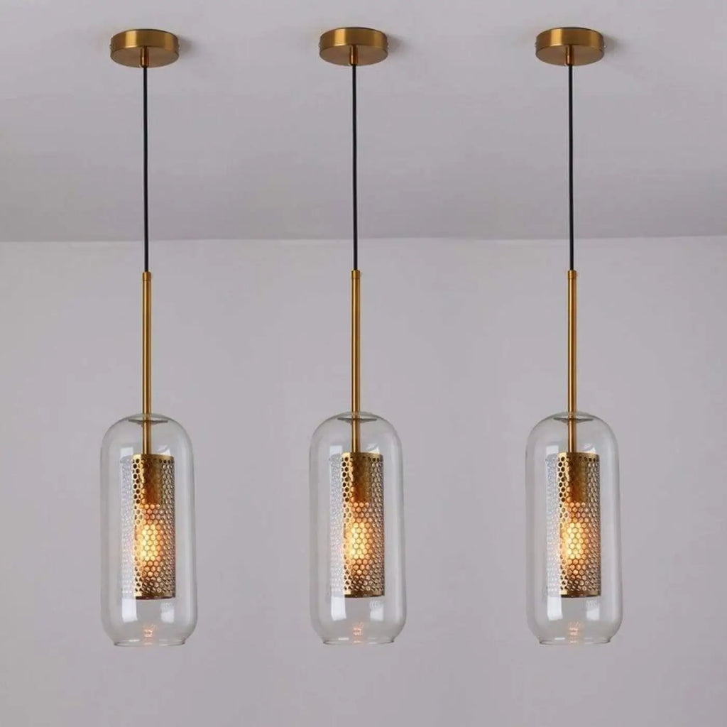Pendelleuchte Industrie aus Glas und Metall