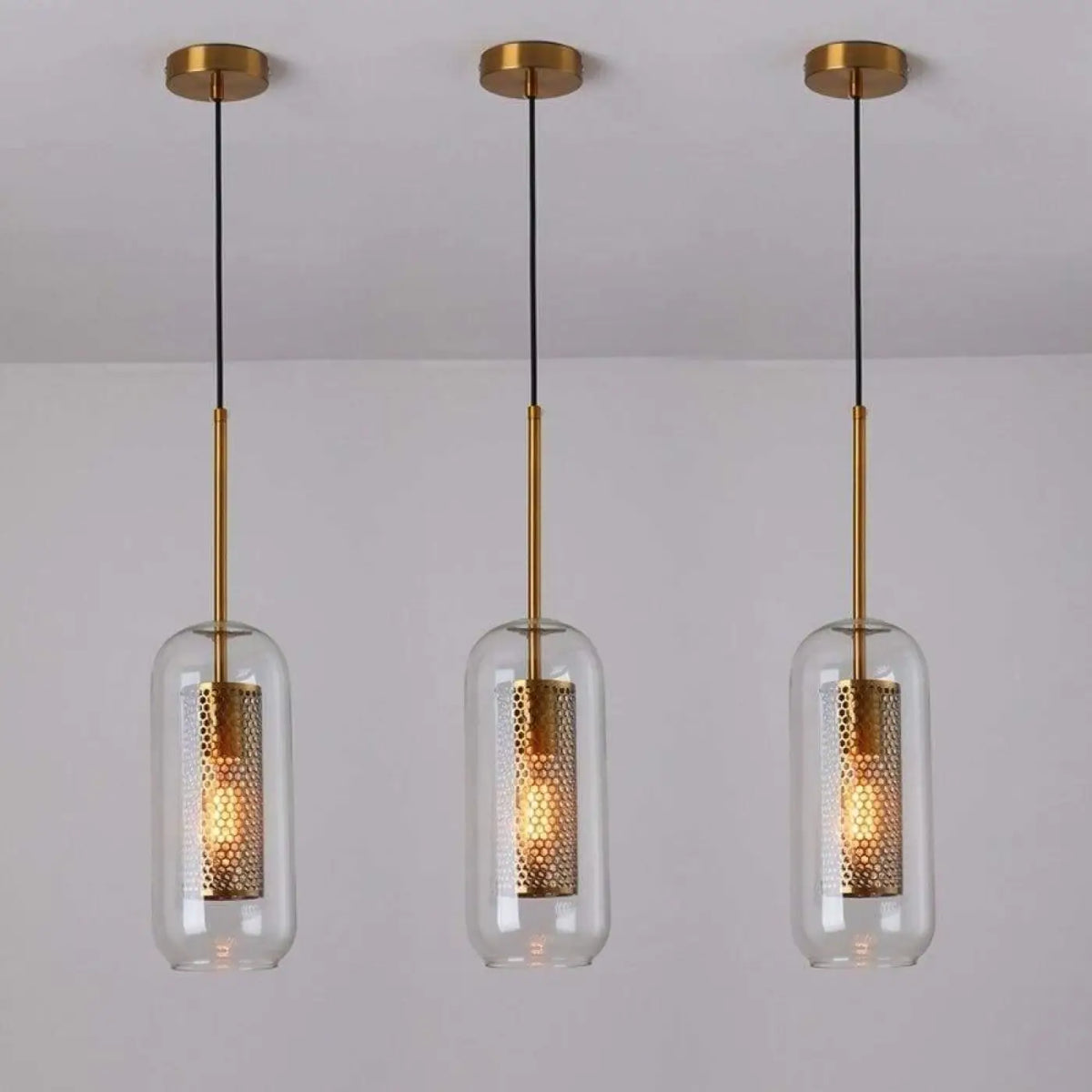 Pendelleuchte Industrie aus Glas und Metall