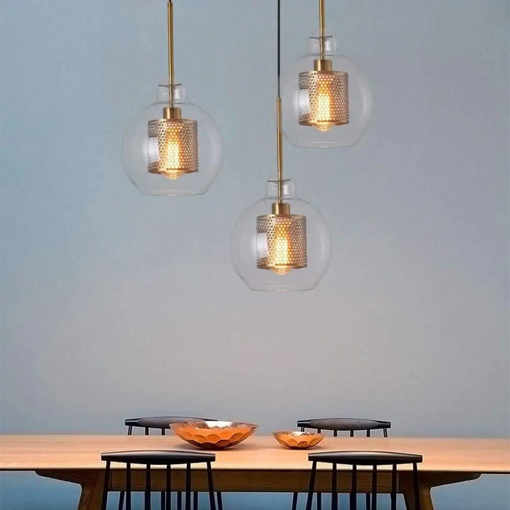 Pendelleuchte Industrie aus Glas und Metall