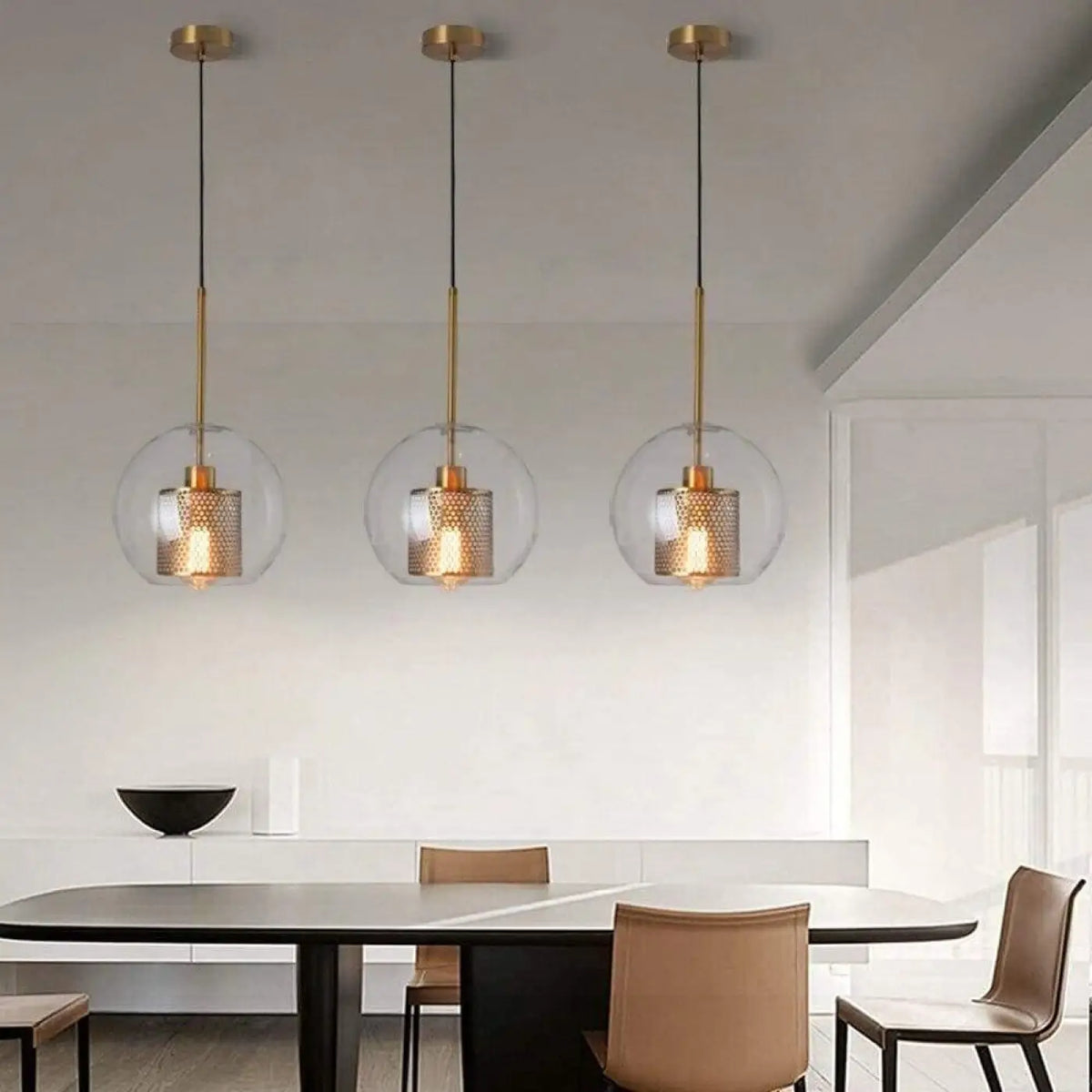 Pendelleuchte Industrie aus Glas und Metall
