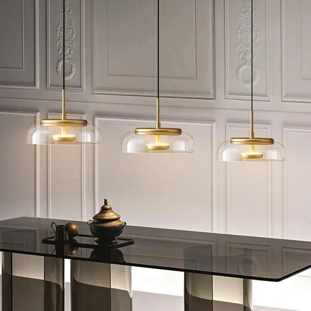 Pendelleuchte aus Glas Gold Vintage