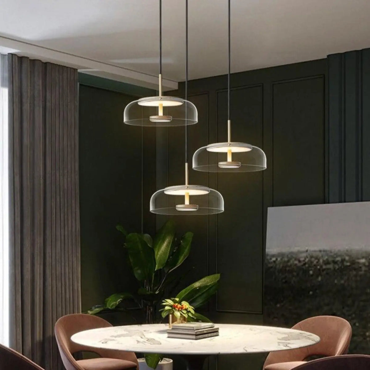 Pendelleuchte aus Glas Gold Vintage