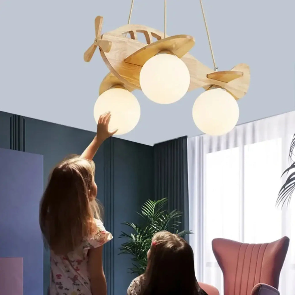 Pendelleuchte Flugzeug mit Kugeln Leuchtend für Kinder