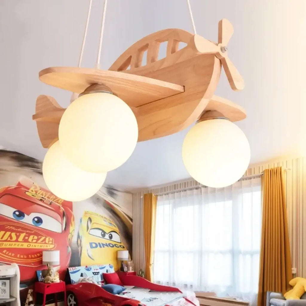 Pendelleuchte Flugzeug mit Kugeln Leuchtend für Kinder