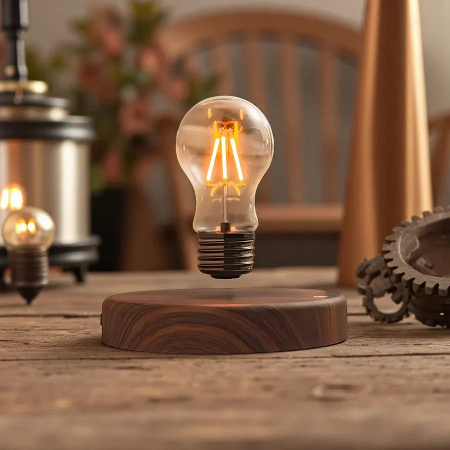 Nachttischlampe Holz Magnetschwebe-Glühbirne