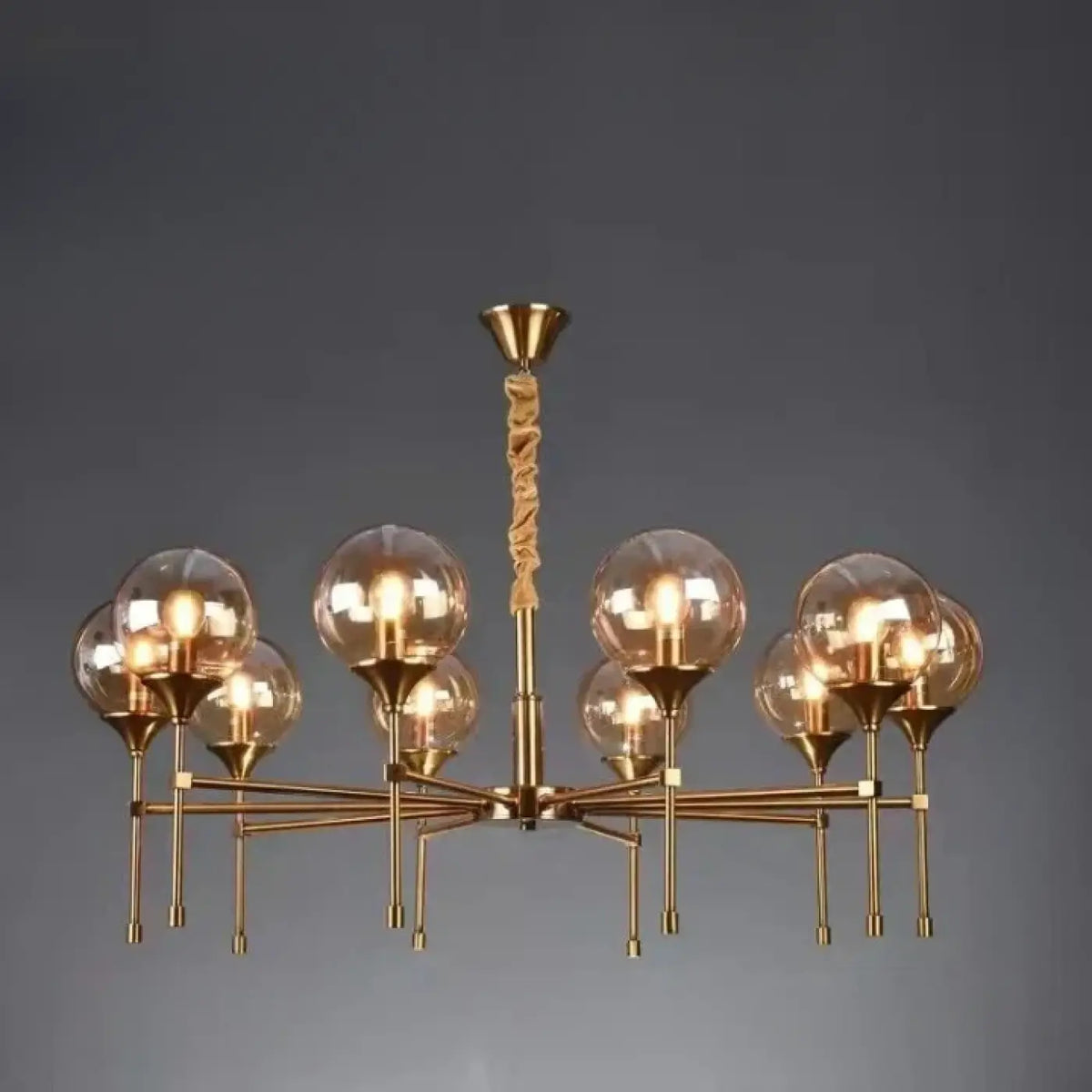 Pendelleuchte Gold mit Kugeln Transparent Rauch