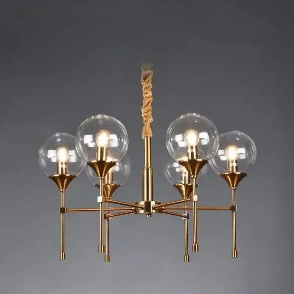 Pendelleuchte Gold mit Kugeln Transparent Rauch