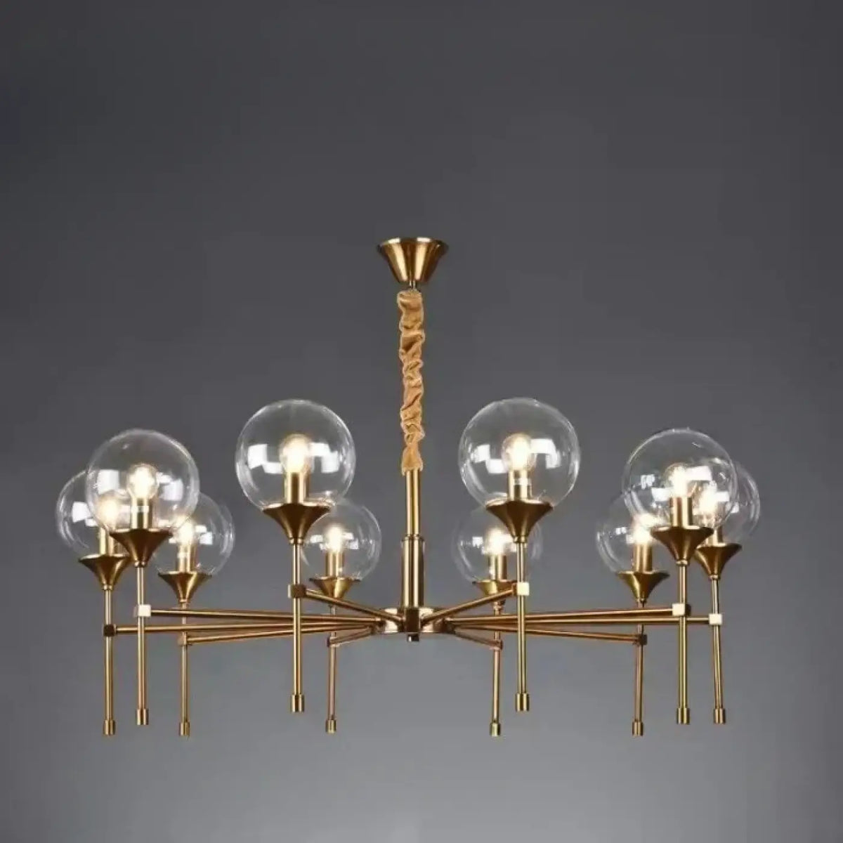 Pendelleuchte Gold mit Kugeln Transparent Rauch