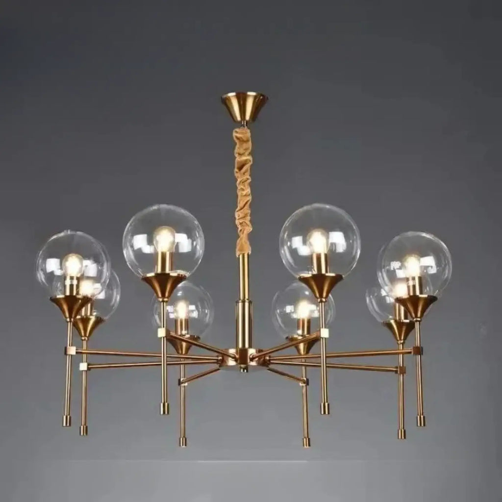 Pendelleuchte Gold mit Kugeln Transparent Rauch