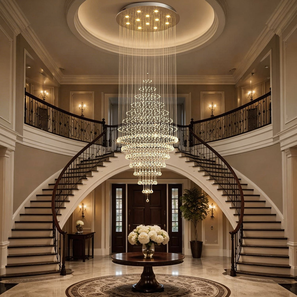 Kronleuchter Spirale Kristall Wohnzimmer Silber