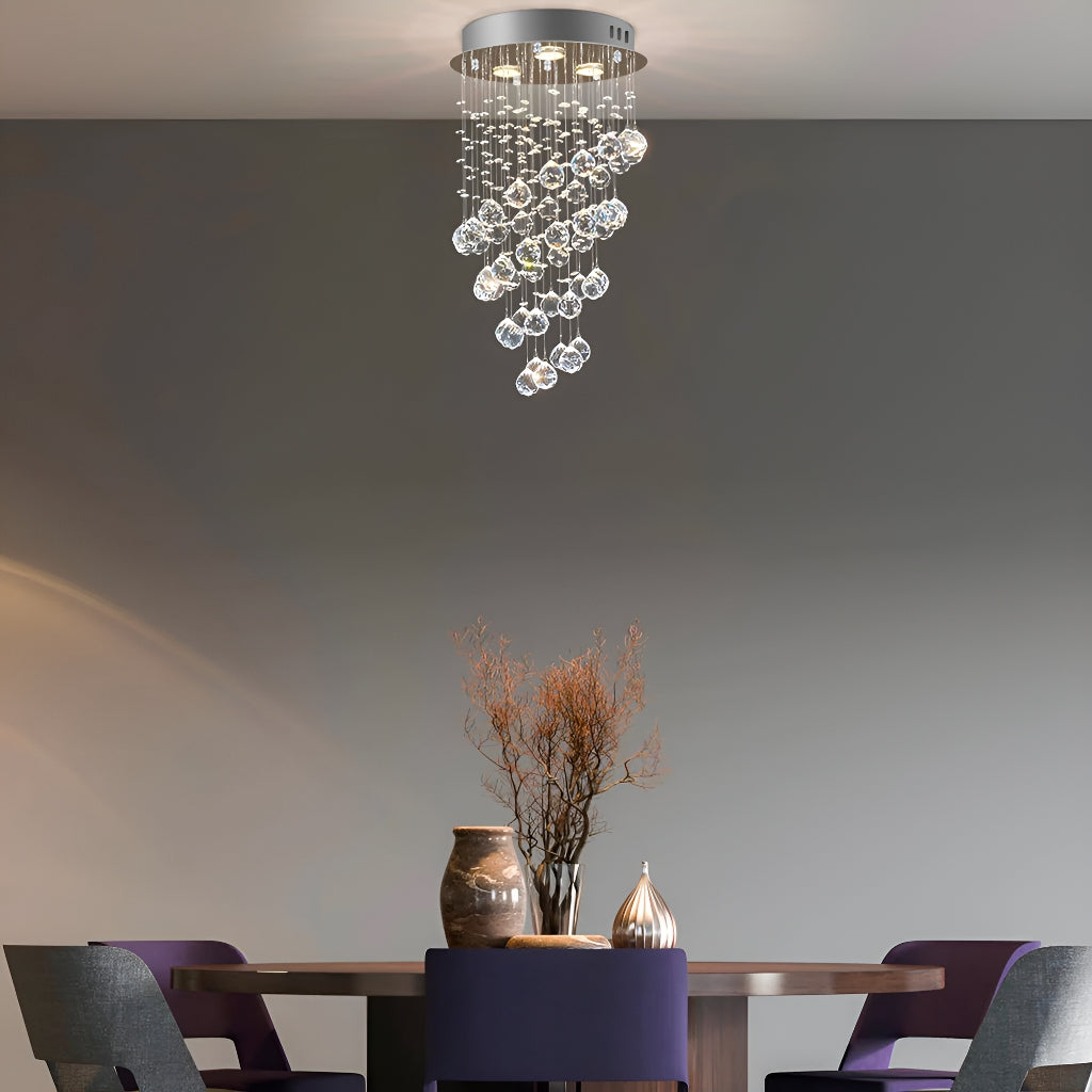Kronleuchter Spirale Kristall Silber Esszimmer